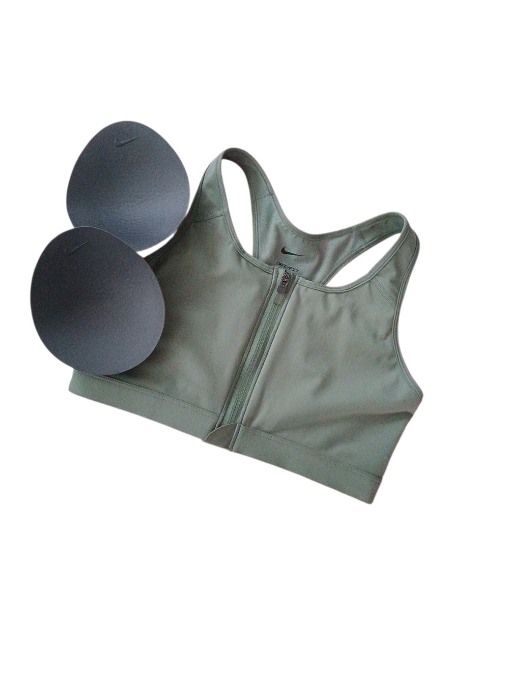 Nike Swoosh Medium-Support Green Padded Zip-Front Sports Bra Women Large